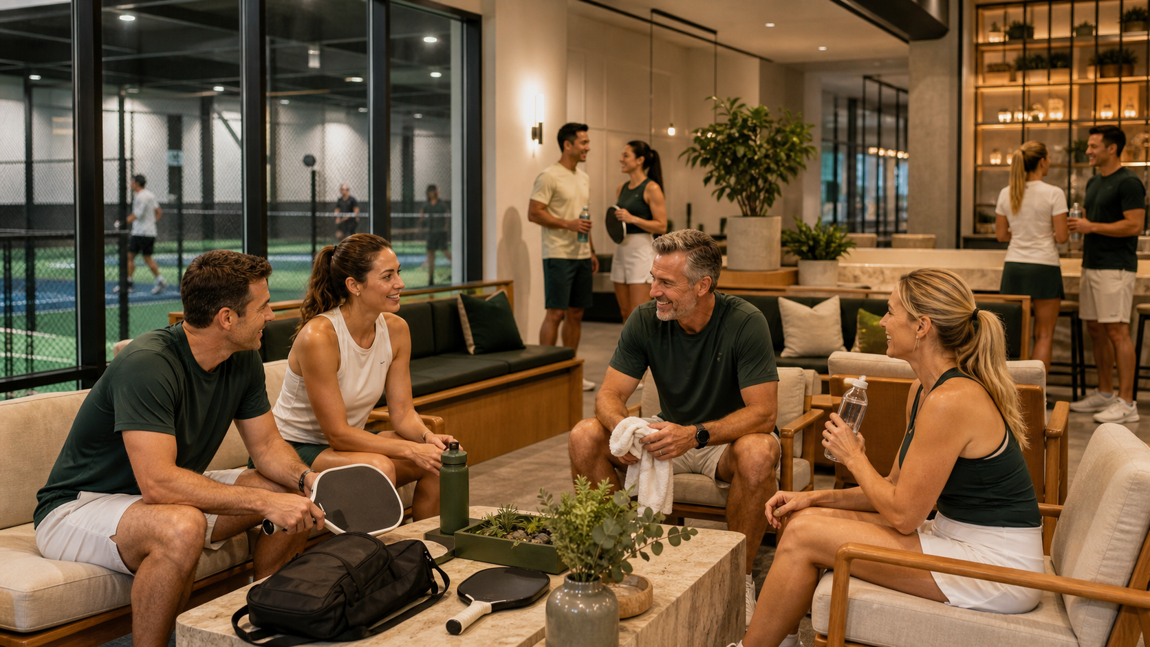 Members in the clubhouse lounge
